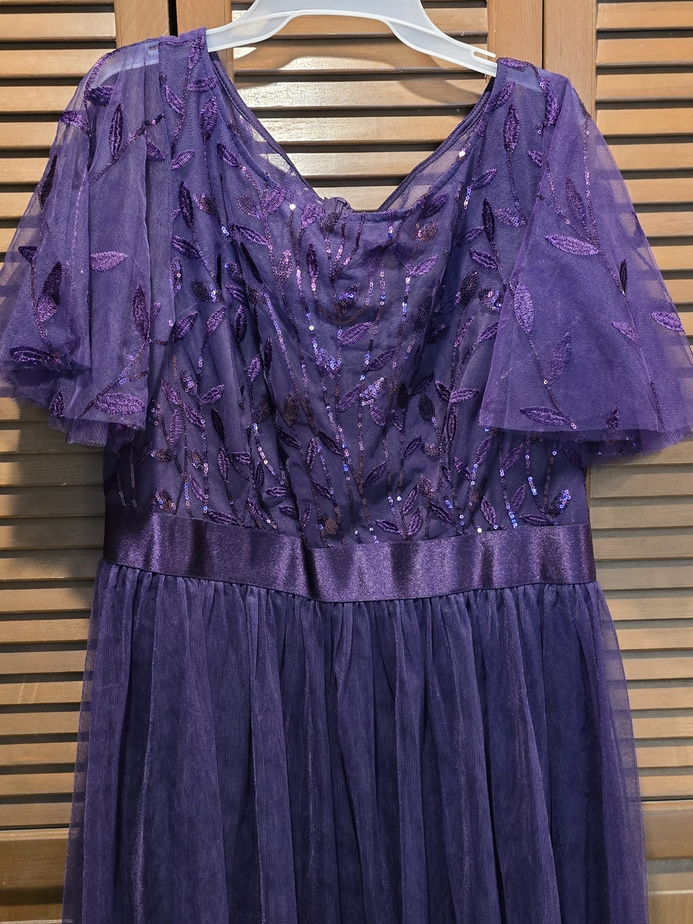 ✨ Ever-Pretty Deep Purple Tulle Formal Maxi Dress - Size 18 ✨ - Picture 7 of 10